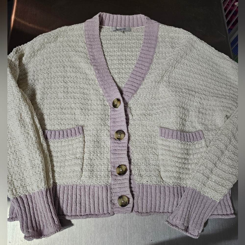 Madewell‎ Cream and Lavender Cardigan
